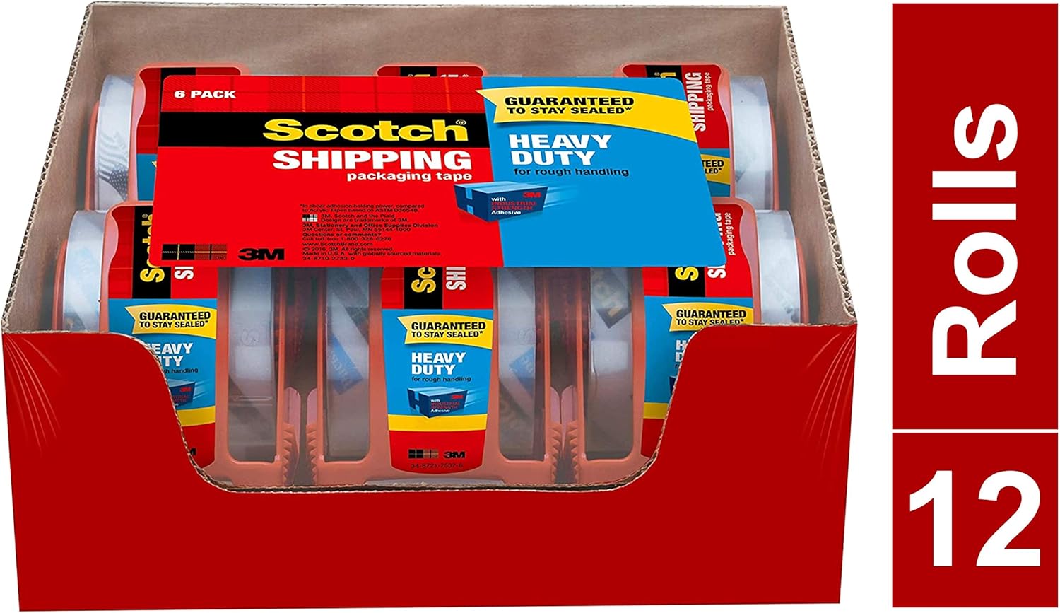 Scotch Heavy Duty Shipping Packaging Tape, 2 x 800 - Clear (3 Tapes) (1, Clear) : Office Products