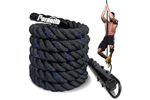 PERANTLB 100% Polyester Climbing Rope with Hooks - Heavy Duty 1000LBS Load Capacity, 1.5inch Diameter, 10,15,20,25,30,50ft Length for Outdoor Rock Climbing, Rescue & Escape (20ft)