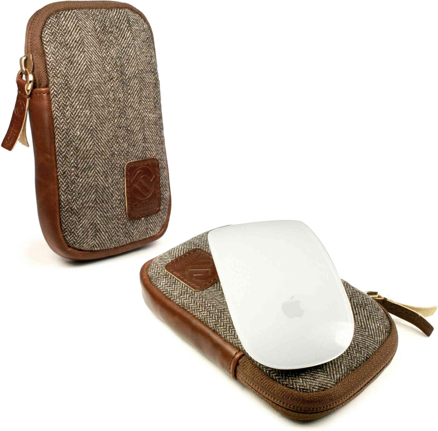 Tuff-luv Herringbone Tweed Travel Case for Magic Mouse 1 & 2 - Brown