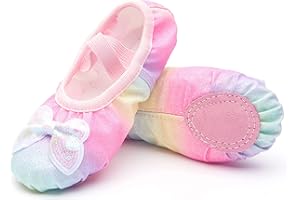 ANPROITY Girls Ballet Shoes Glitter Split-Sole Dance Slippers Toddler Kid Practice Shoes Flats Soft Lightweight with Elastic Laces for Performance Gymnastics Yoga