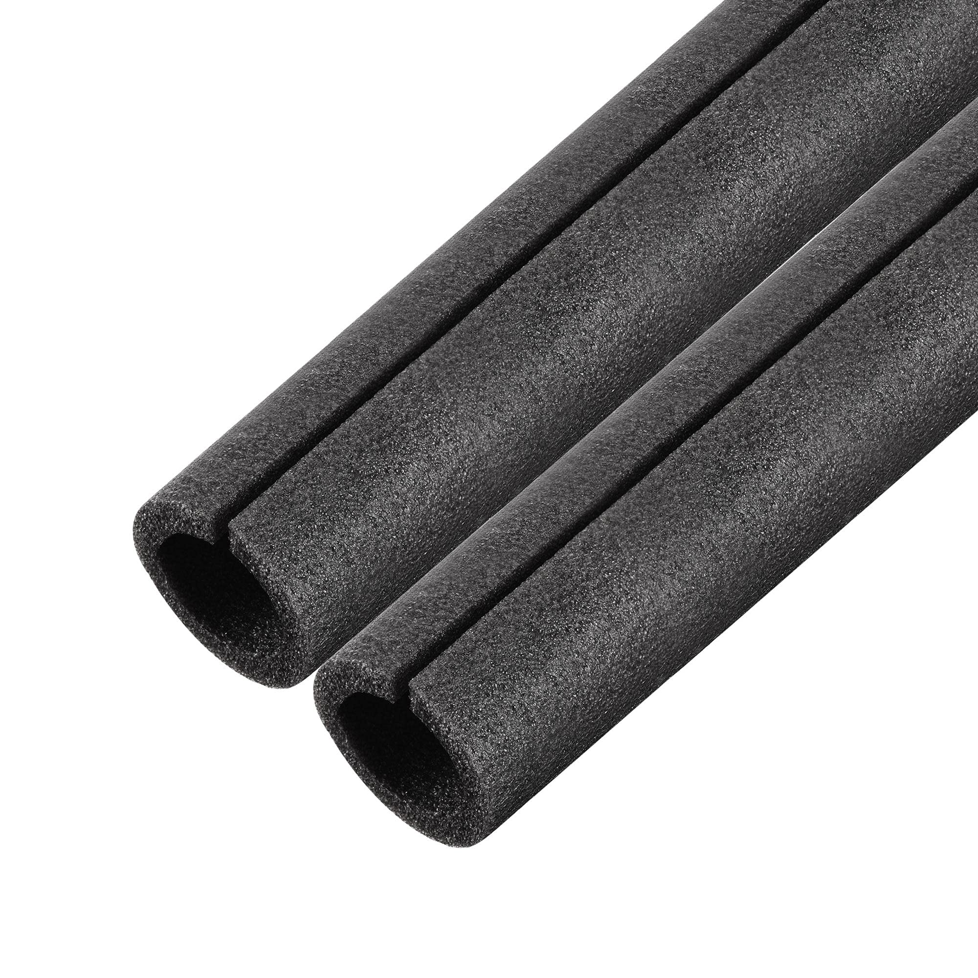 sourcing map Foam Tube 1.64 Ft Length 1.37in ID 2.15in OD Hollow Pipe Cover for Protecting Pipes and Heat Preservation Black 2 Pack