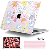 DONGKE for MacBook Air 13.6 Inch Case 2025 2024-2022 A3240 A3113 A2681 M4 M3 M2 Chip Touch ID, Plastic Hard Shell & Keyboard Cover & Type C Adapter for MacBook Air 13 inch M4, Florals