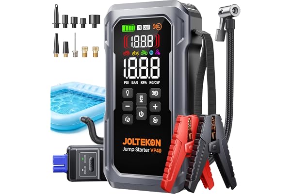 6000A 160PSI Car Battery Booster Jump Starter with Air Compressor and Air Blower (All Gas/10L Diesel), Portable Car Battery B