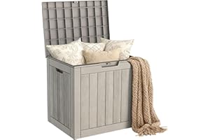 Mars Villa 31 Gallon Deck Box, Waterproof Weatherproof and UV Resistant Resin Storage Bin with Lockable Lid, Ideal for, Outdoor, Patio Furniture Cushions, Pool Supplies, Garden Tools, Greige