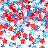 BOARDFEB 240 Pcs Patriotic Star Gems with 15g Star Confetti for Vase Filler, 4th of July Translucent Crystals 3D Star Shaped 