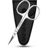 FABINOC Curved Cuticle Scissors for Women and Men,Manicure Scissor for Nail | German quality stainless steel, beauty scissors, pedicure, eyelash, eyebrows, dry skin, curved blades, leather pouch