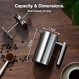 VonShef 3 Cup Cafetiere Stainless Steel 350ml Double Walled French Press view 8
