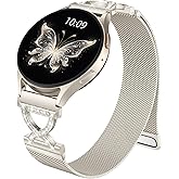 DGege Diamond X-Shaped Metal Bands Compatible with Samsung Galaxy Watch 7/6/5/4/For Galaxy FE /6 Classic/4 Classic/5 Pro/Active 2 Women,Cute 20mm Watch Band Women Milanese Strap Replement Bracelet