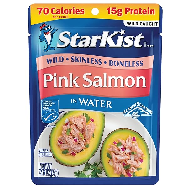 STARKIST SKINLESS AND BONELESS PINK SALMON IN WATER, 2.6 OZ POUCH