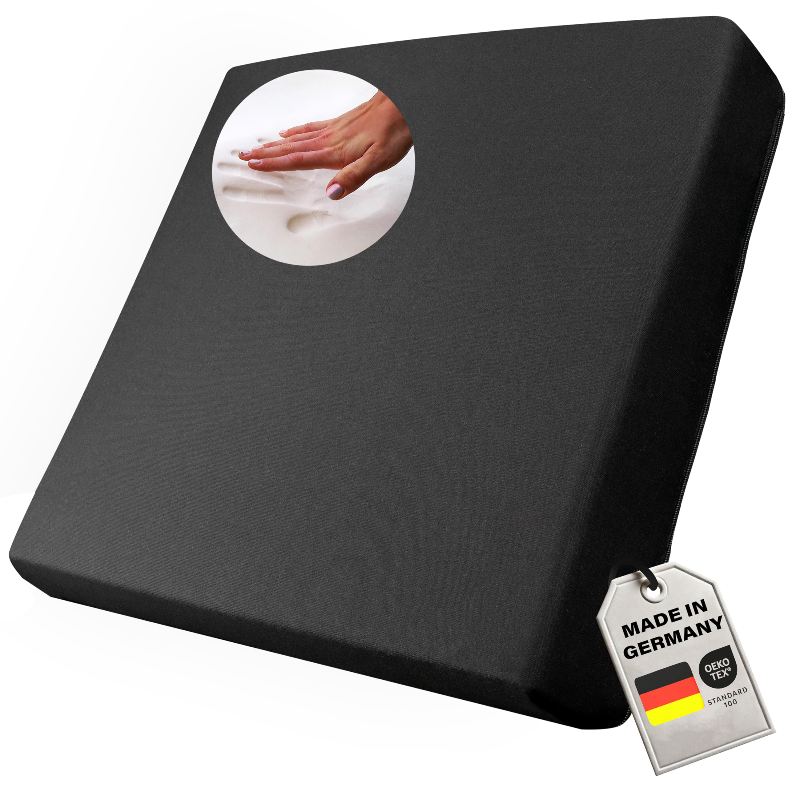 Supply24 Gel Foam anti Decubitus Seat Cushion 40x40x10 Black for Wheelchair Chair Car Truck/Office Chair/Back or Seat Pillow - Black, RG 85 (mittel)