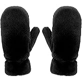 Funky Junque Fuzzy Mittens for Women Faux Fur Cold Weather Gloves Fleece Lined Cute Furry Fluffy Warm Winter Fashion