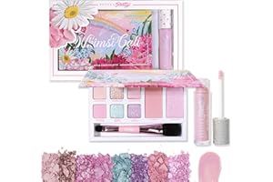 Petite 'N Pretty - WhimsiCali Eyeshadow & Cheek Makeup Palette and 10K Shine Lip Gloss Duo – Natural & Non-Toxic Face Makeup for Kids, Children, Tweens and Teens
