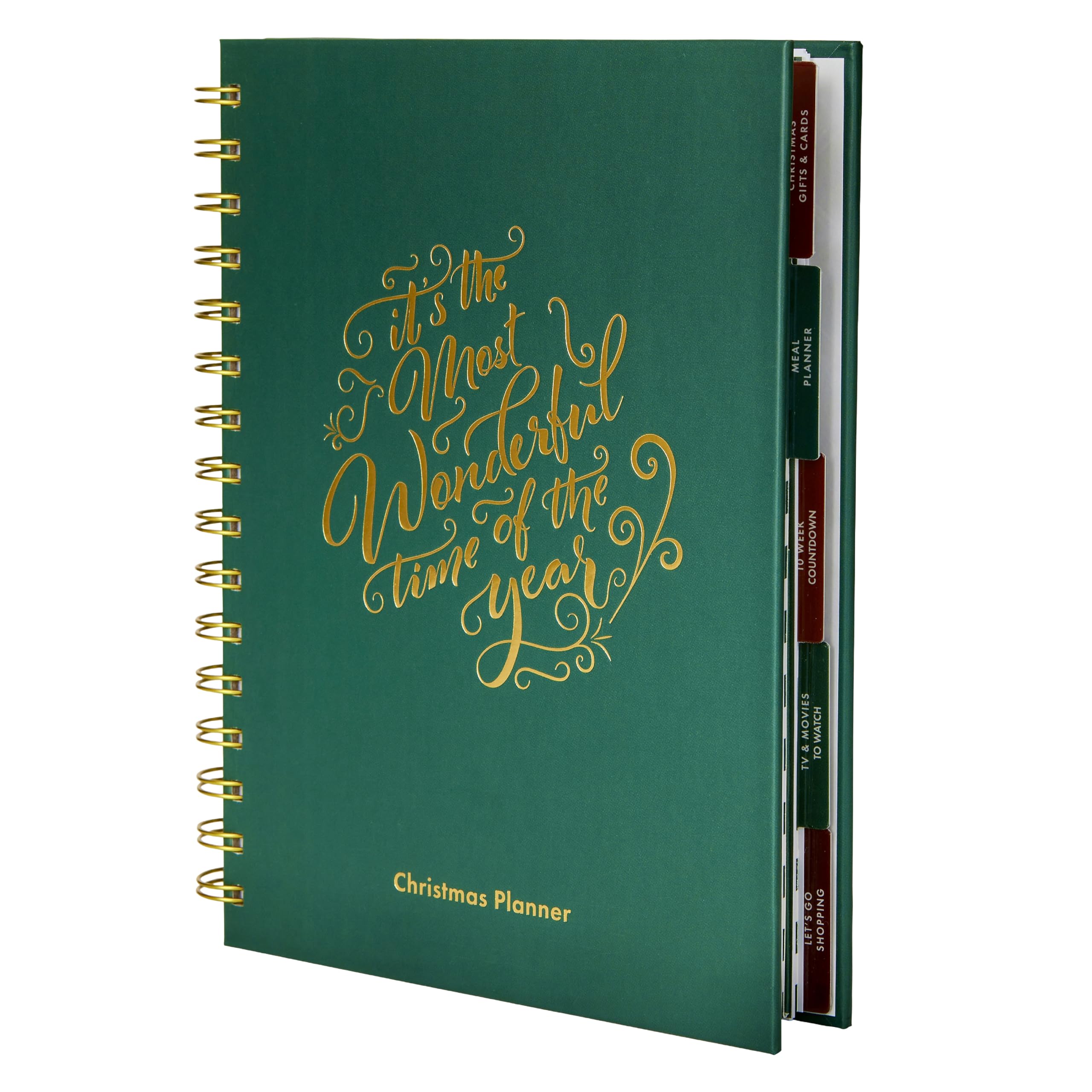 Christmas Planner/Organiser, A5 Hardcover Notebook - Perfect for Budgeting - Weekly Countdown with Shopping List - Daily Meal Planner - 120 GSM FSC Paper | Perfect Planner Company (Pine)