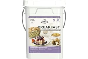 AUGASON FARMS Breakfast Variety Kit Emergency Food Supply, 162 Servings, 20 Year Shelf Life, 6 Breakfast Varieties - Dehydrated Meals, Survival Food Camping Essentials, 4 Gallon Bucket