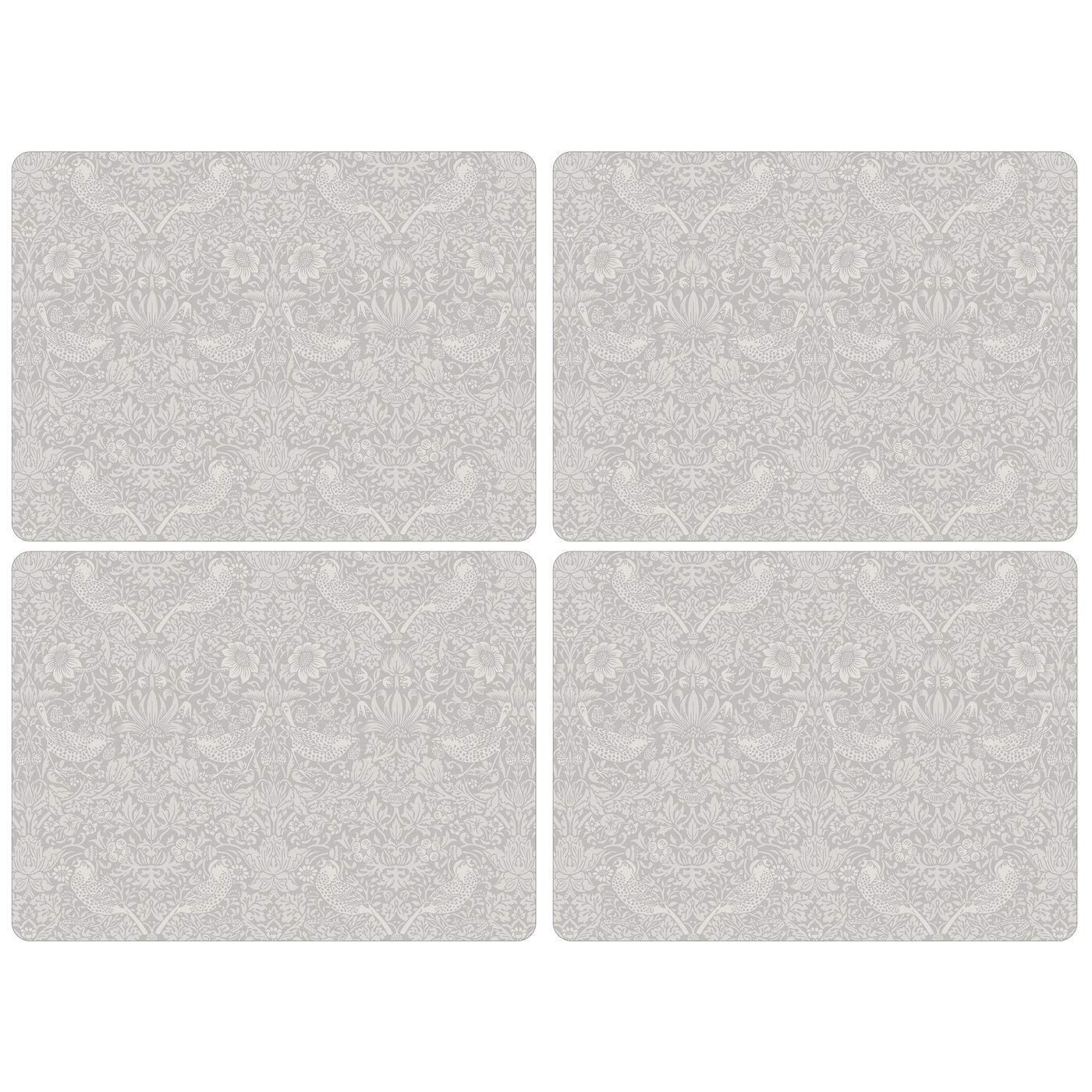 Pimpernel x Spode Morris & Co.Strawberry Thief 4 Placemats - Cork Backed Table Mats with Heat Resistance and Stain Protection, Suitable for Everyday Dining and Entertaining