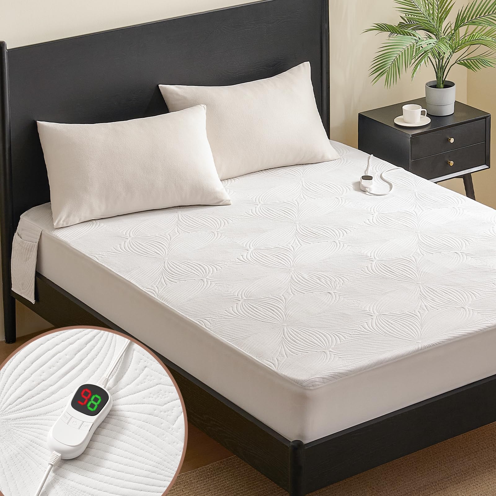 Photo 1 of Homemate Heated Mattress Pad Full Size - 3D Knitted Jacquard Electric Mattress Pad Full Bed Warmer with Dual Controller, 10 Heated Setting - Auto Off 8 Hours, Fit Up to 30 Inch, 75"x54"