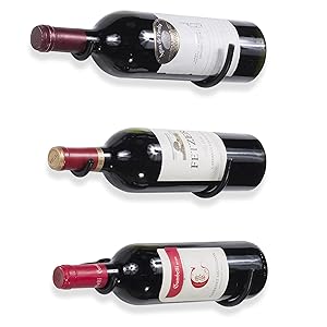 Rustic State Wall Mount Iron Wine Bottle Holder Rack for All Adult Beverages or Liquor Set of 3 Black