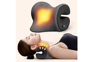 Famedio 3s Heated Neck Stretcher for Pain Relief, Magnetic Therapy Case/Graphene Heating Pad, Cervical Traction Pillow Device No Smell, and Shoulder Relaxer TMJ Migraine Spine Alignment