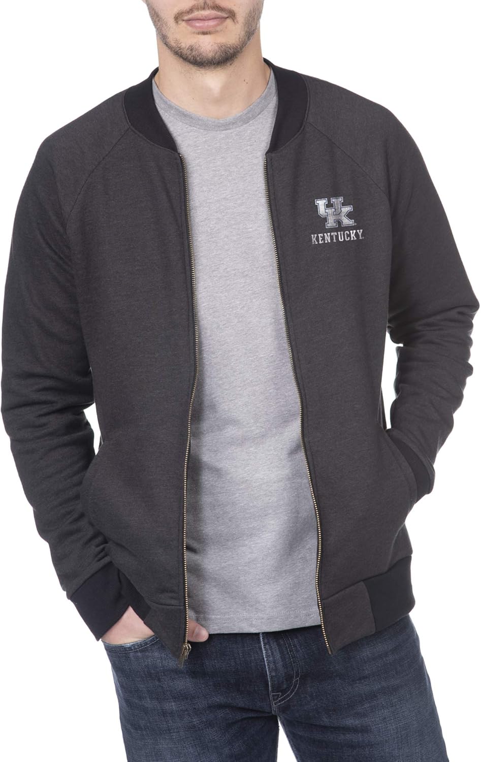 Top of the World Mens Premium Fleece Full Zip Bomber Jacket Sports