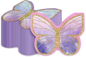 XJLANTTE 100Pcs Butterfly Napkins, 10.2 x 12.6 Inches, Fairy Napkin, Spring Flower Party Napkins, Fairy Table Decorations Floral Napkin for Weddings Floral Spring Butterfly Birthday Decorations