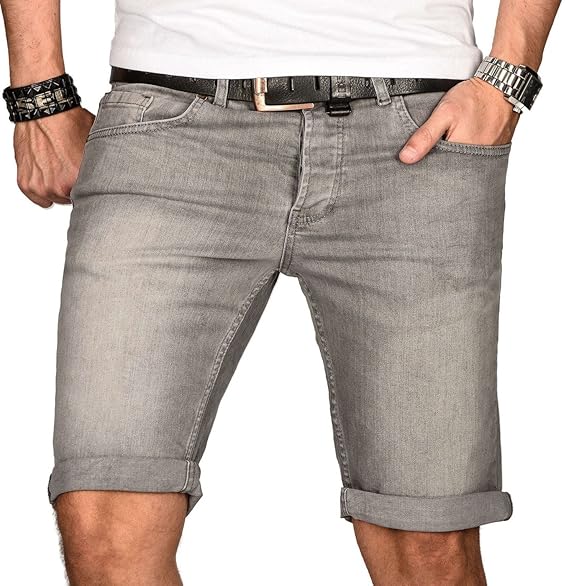 A. Salvarini Herren Designer Jeans Short Kurze Hose Slim Sommer Shorts Bermuda