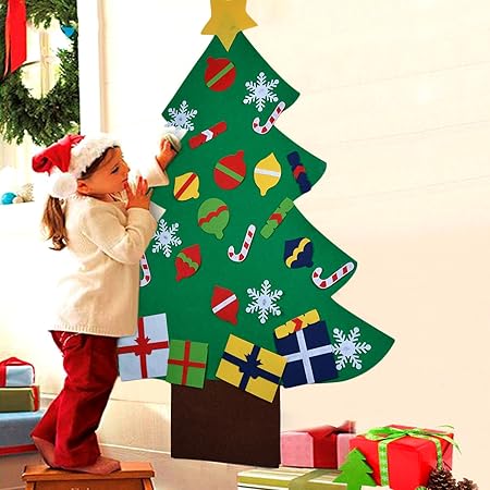 Albero Di Natale A Muro Amazon.Coofit Feltro Albero Natale Albero Di Natale In Feltro Per Bambini 28 Pz Diy Albero Natale Parete Con Corda Per Bambini Natale Regali Home Porta Parete Decorazione Amazon It Casa E Cucina