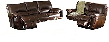 Amazon Com 2pc Recliner Sofa Loveseat Set In Brown Leather