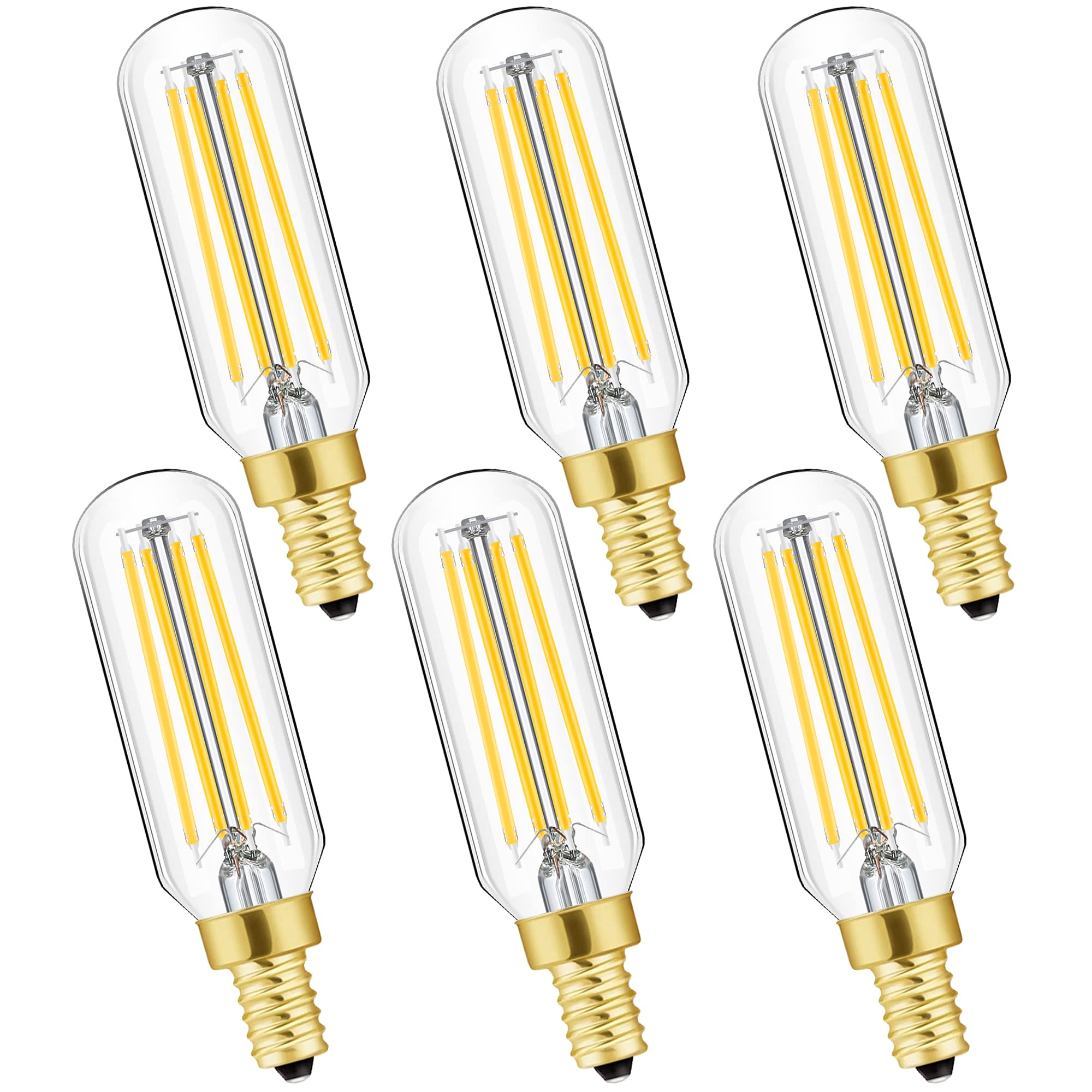 Photo 1 of Dimmable T6 LED Bulbs, 8W E12 Edison Light Bulbs Soft White 3000K,800lm, 100W Candelabra Incandescent Bulbs Equivalent Vintage LED Filament Edison Candle Bulb with Decorative, 6Pack.
