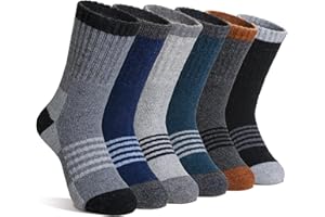 Velice Kids Merino Wool Hiking Socks Toddler Boys Girls Winter Warm Thermal Thick Cushion Crew Boot Socks 6 Pairs