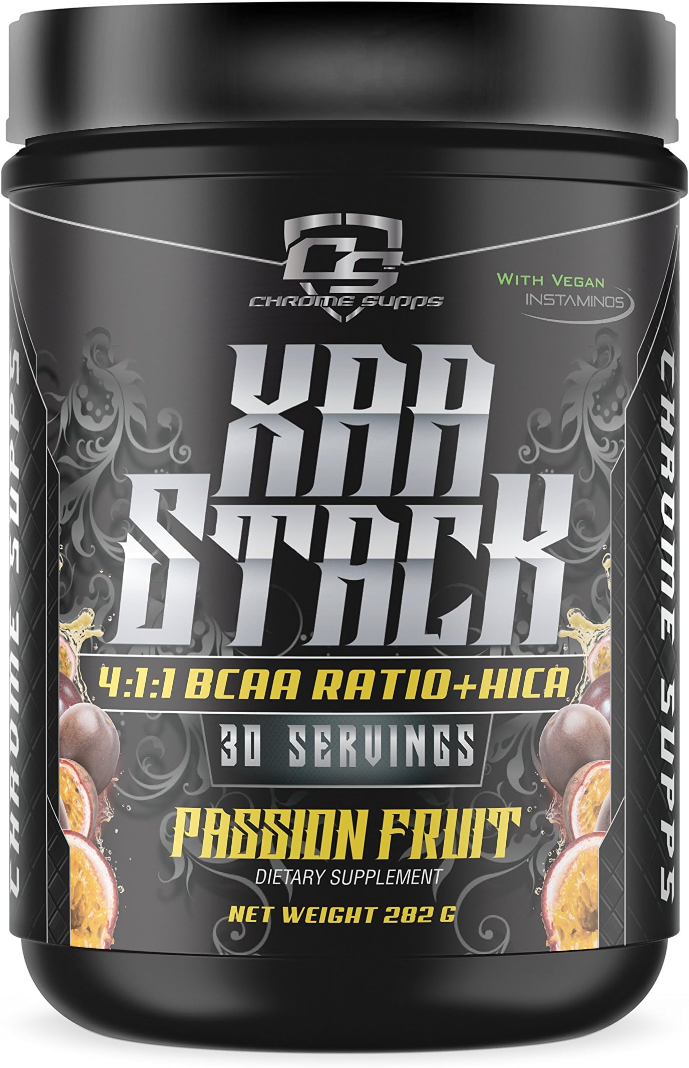 Chrome Supps - XAA Stack, 4:1:1 BCAA Ratio + HICA, Pre Workout Energy and Muscle Recovery (Passion Fruit, 30 Servings)