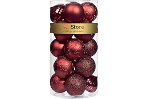 KI Store Burgundy Christmas Balls 20pcs 3.15-Inch Christmas Tree Decoration Ornaments for Xmas Tree Holiday Wreath Garland Decor Ornaments Hooks Included