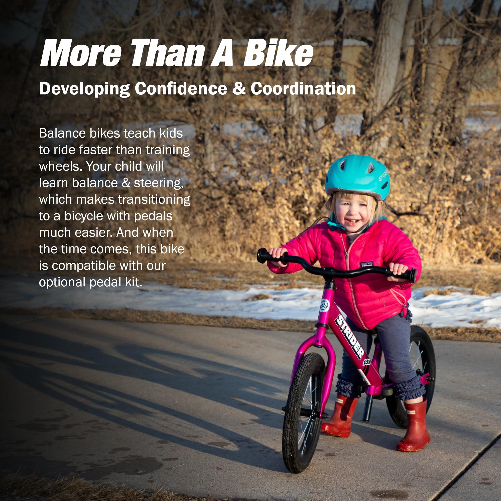 Strider 14x Balance Bike for Kids 3-6 Years with Kid-Size Grips | Performance Footrest | All-Purpose Tires | Padded Seat | Easy Assembly & Adjustments