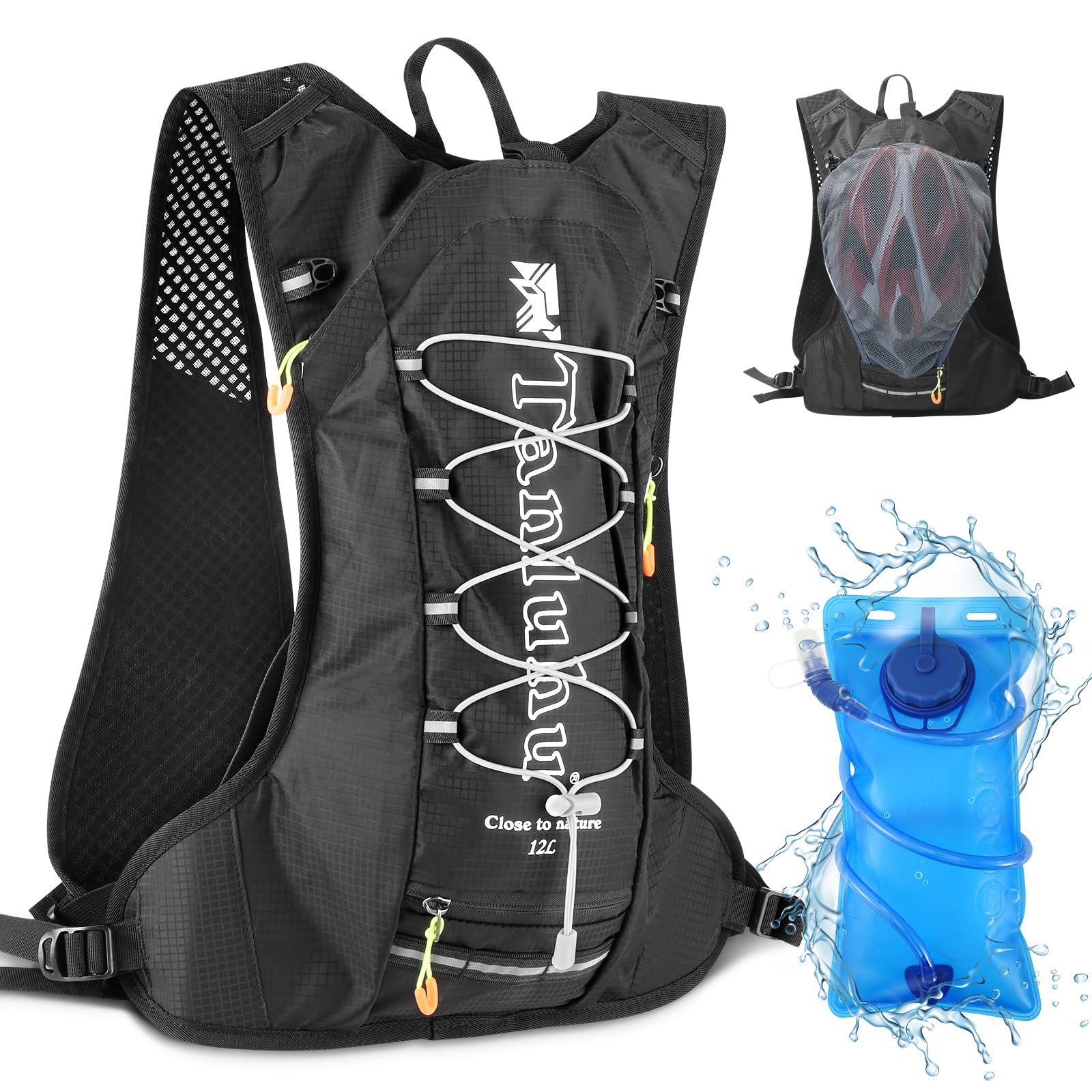 Hydration Pack Backpack with 2L Bladder - Lightweight Water Vest for Women and Men - Marathon Running Water Backpack for Outdoor Cycling, Camping, Climbing