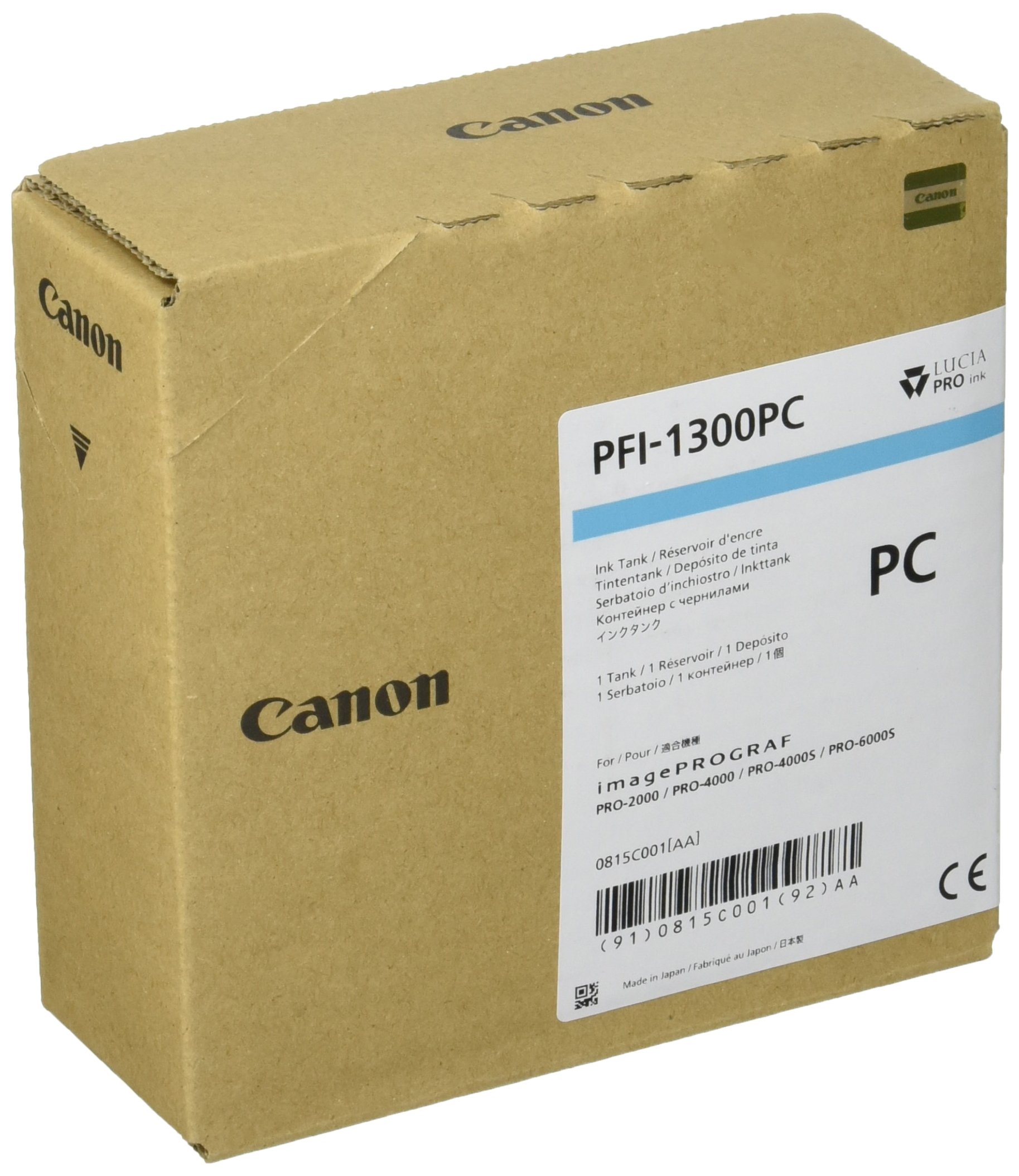 Canon PFI 1300 Standard Ink Capacity 330 ml 1-Pack iPF Pro2000 / 4000 / 4000S / 6000S. Foto Cyan