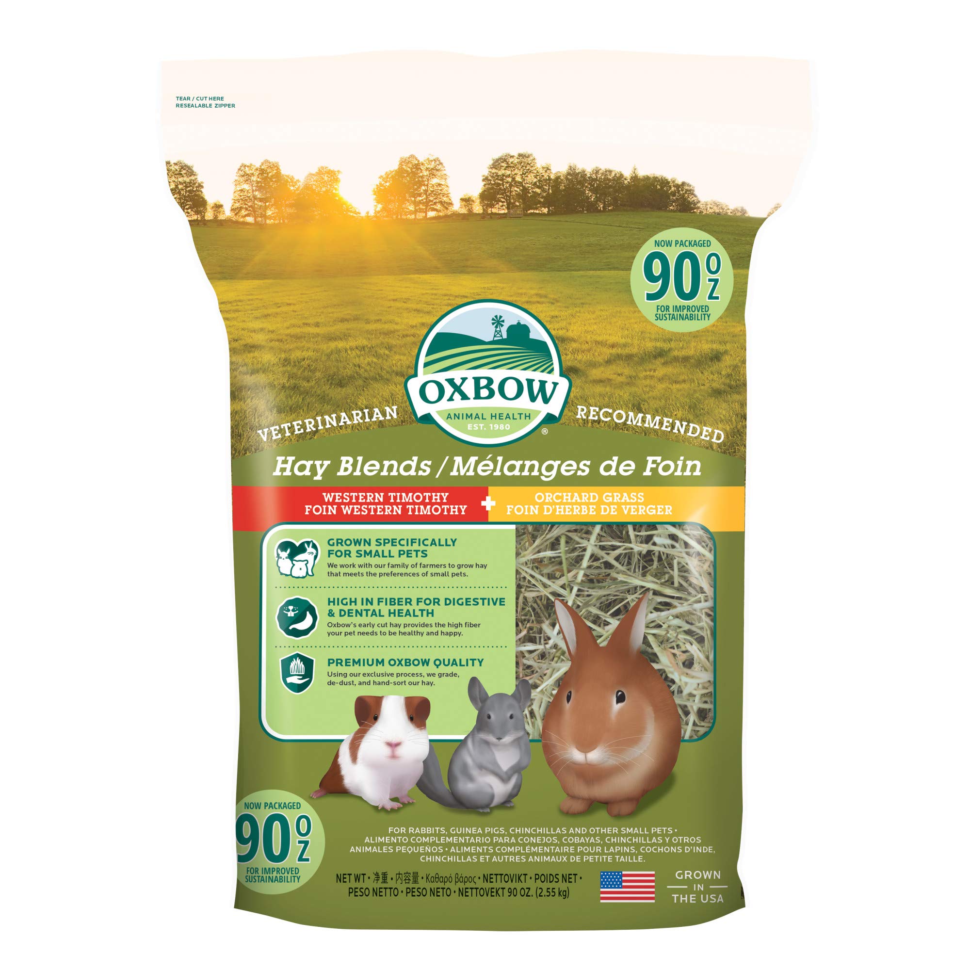 Oxbow Animal Health Hay Blends - Western Timothy & Orchard - Rabbits, Guinea Pigs, Chinchilla, and Small Pets 2.55kg