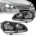 Nilight Headlight Assembly Compatible with 2005-2010 Volkswagen Jetta 2006 2007 2008 2009 VW Rabbit GTI Headlamp Black Housing Driver and Passenger Side