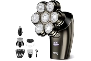 HiBig 7D Arc Electric Shaver for Head & Body, 5-in-1 Upgraded Electric Razor for Men, Waterproof Wet/Dry Detachable Head Shaver, LED Display Rechargeable Electric Shaving & Grooming Kit, Dark Gray