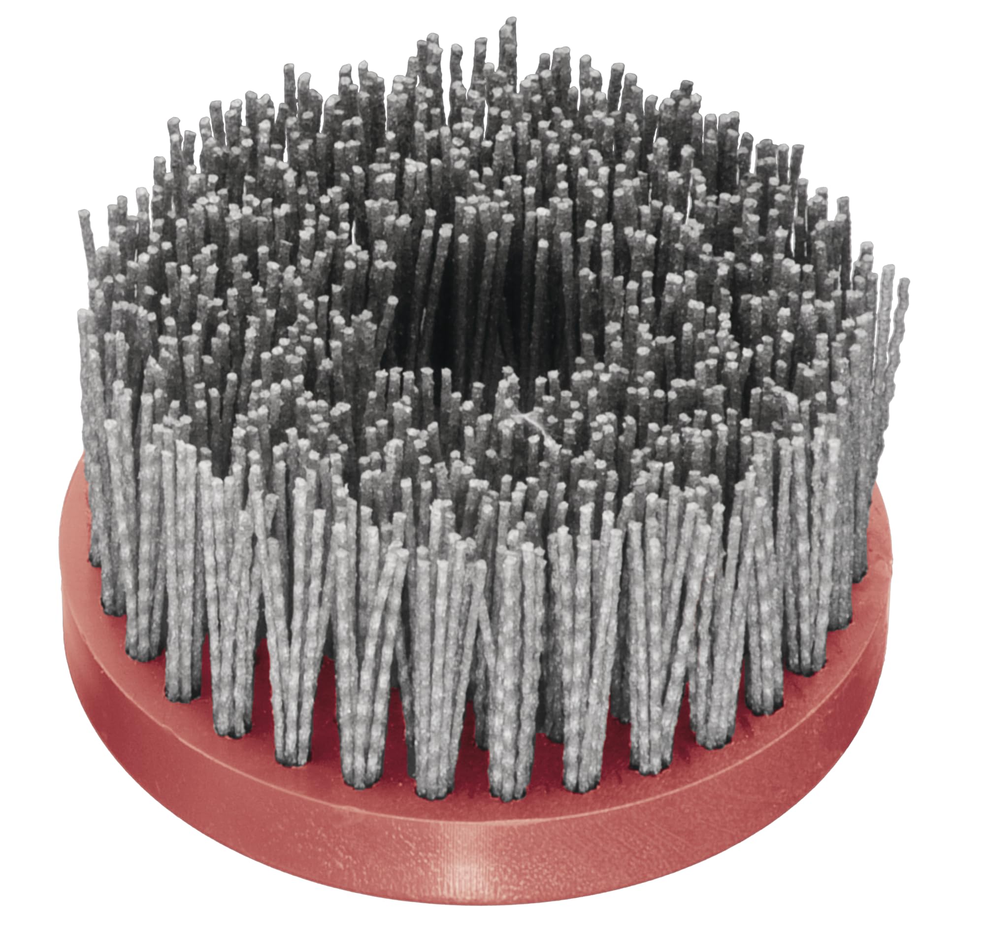 Plate Brush with Plastic Body PP, Diameter: 130 mm, 4 Rows, Corrugated, 1.2 mm Thick, Mount: M14, Grain: SIC 80, Thread Thickness 1.2 mm.