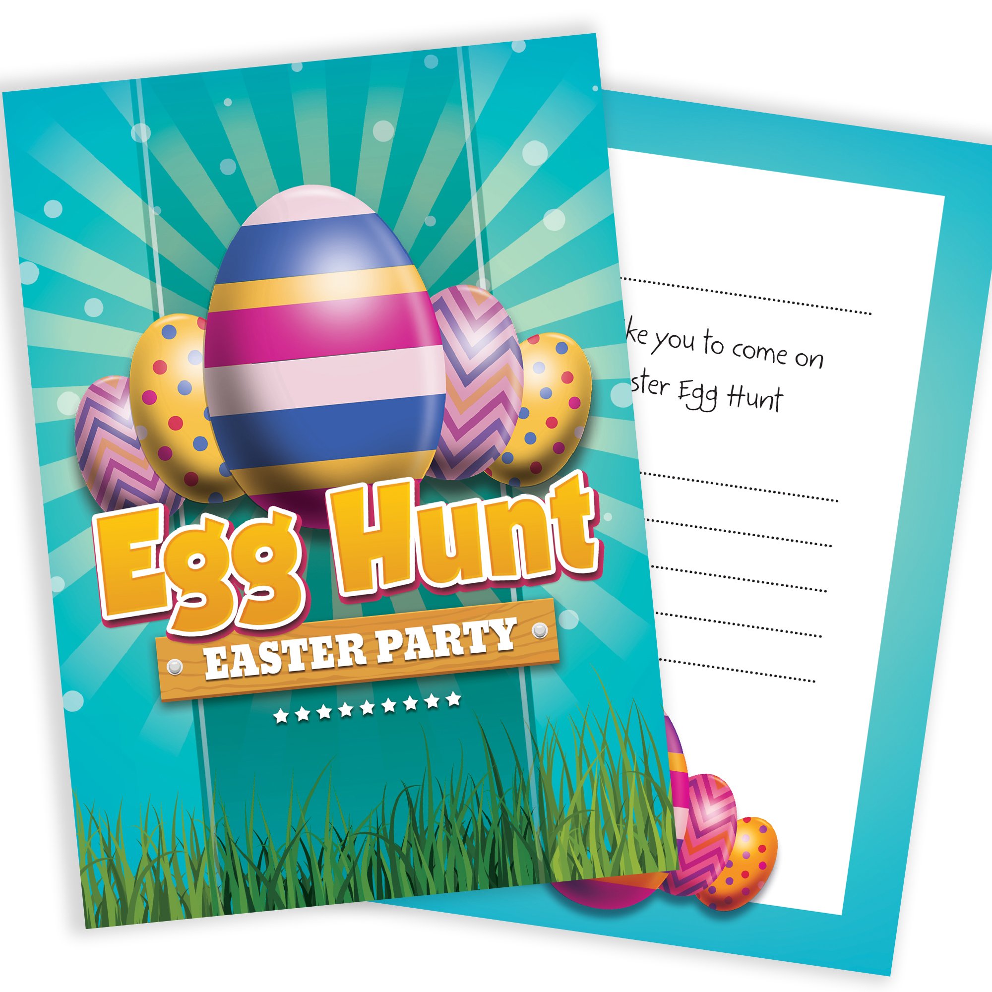 Olivia Samuel 20 x Easter Egg Hunt Postcard Invitations from Colourful Easter Party Invites - Ready to Write with Envelopes