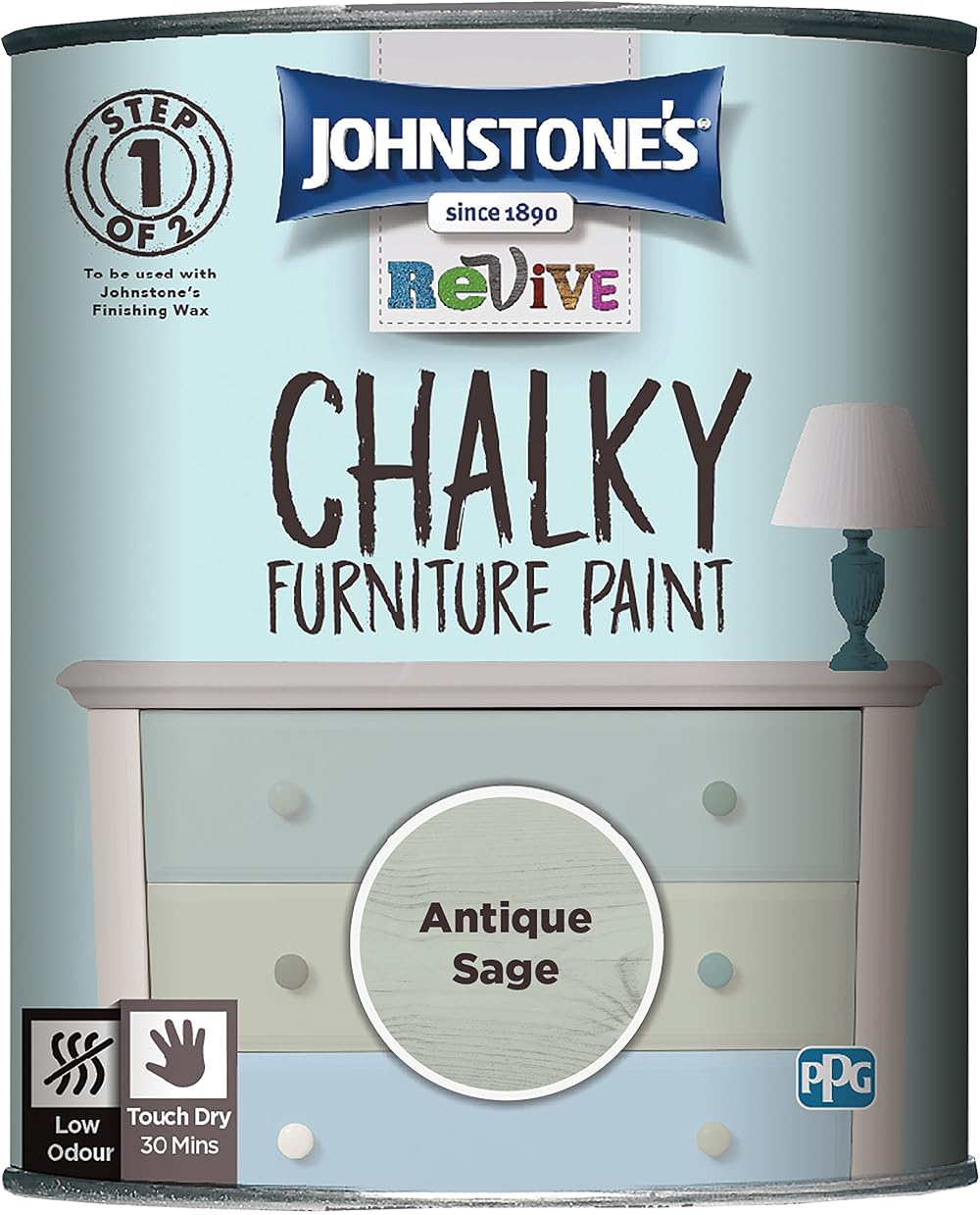 Johnstone's Revive Chalky Furniture Paint Antique Sage 750 ml