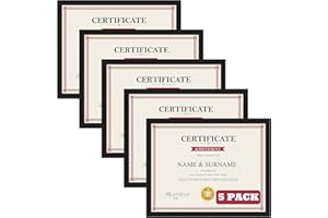 Giftgarden 8.5x11 Picture Frame Black, 8.5 by 11 Award Certificate Diploma Document Frames for Wall or Tabletop Display, 5 Pack