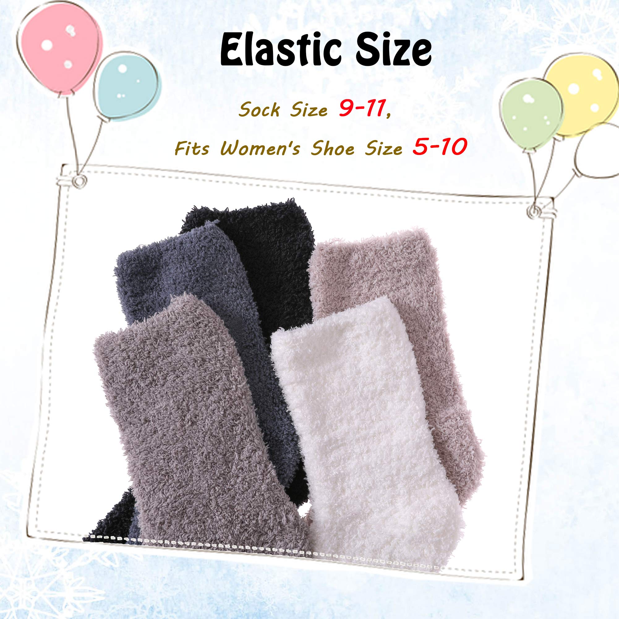 LANLEO 5/6 Pairs Womens Super Soft Fuzzy Plush Warm Winter Home Sleeping Slipper Socks