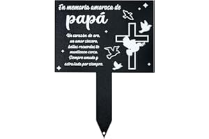 BUoonyer Spanish Cemetery Decorations for Grave - Spanish Papa Metal Memorial Grave Markers, Cross Garden Sympathy Plaque Stake for Dad, Father Remembrance Graveside Burial Decor Sign for Outdoor Yard