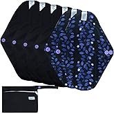 Leekalos Reusable Bamboo Cloth Pads | Light Incontinence Pads - Pack of 6, 1 Small Wet Bag