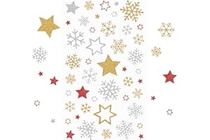 KESOTE Glitter Christmas Stickers, 5 Sheets Self-Adhesive Holiday Star Snowflake Glitter Stickers for Crafts Envelopes Cards Gifts Christmas Decoration