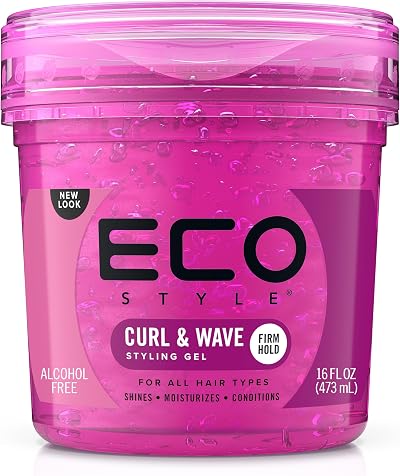 Eco Style Curl Wave Styling Gel Pink 8oz Firm Hold Water Based Moisturizing