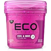 Ecoco Eco Style Hair Gel - Curl And Wave - Anti-Itch, Alcohol-Free Formula - Perfect Hold For Angled Or Tapered Sides - Ideal For Wavy Hair - No Flakes - Not Animal Tested - Moisturizes - 8 Oz