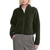 Yozazzy Fleece Jackets Women Causal Long Sleeve Sherpa Jacket Warm Ziper Fuzzy Coat Sweatshirts Trendy with Pockets