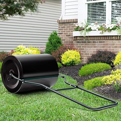 Amazon Com Home Outdoor Patio Garden Backyard Tool Heavy Duty Poly Push Tow Lawn Roller For Flattening Uneven Ground And Pack Down Newly Sown Seed Removable Drain Plug Rugged Round Steel Cylinder