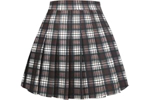 Girstunm Women's Pleated Skirt Mini Skater Basic Skirts High Waist School Girls Uniform Short Cheerleader Skirt